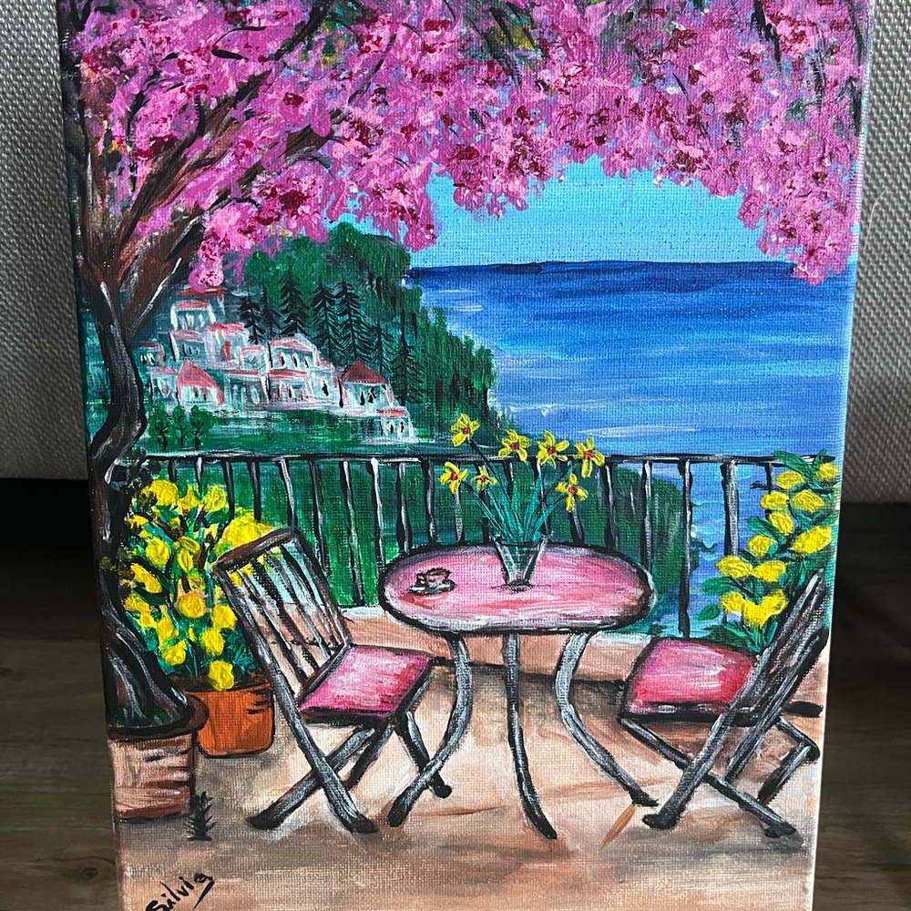 Pink and Blue Scenic Canvas Art